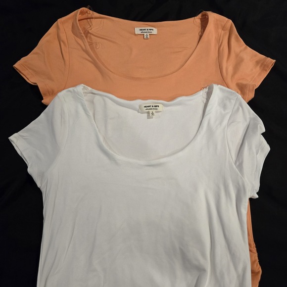 Set Of 2 Maternity HEART & HIPS  Soft Stretch 1 Tangerine & 1 White Size Small - Picture 8 of 12